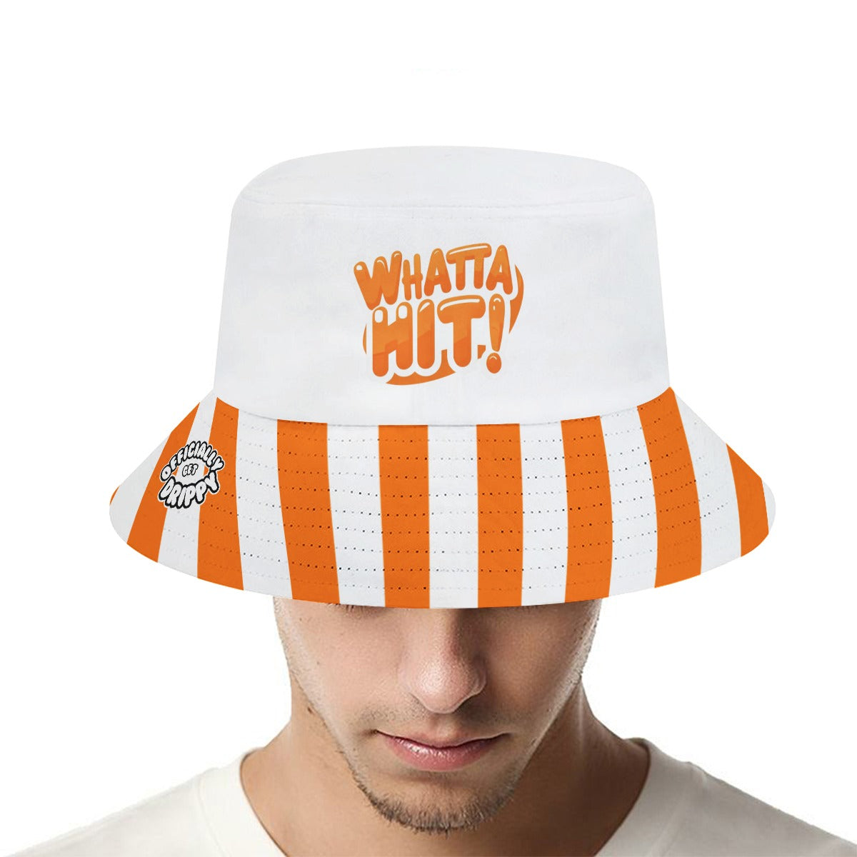 Bucket Hat Orange Striped "Whatta Hit" Themed