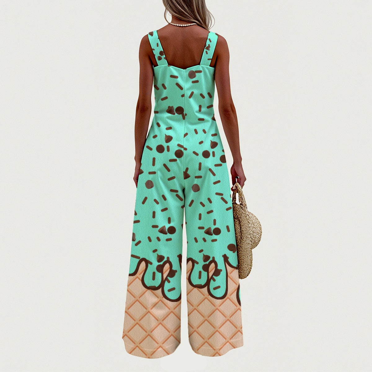 Mint Chip Ice Cream Women's Wide-Leg Jumpsuit