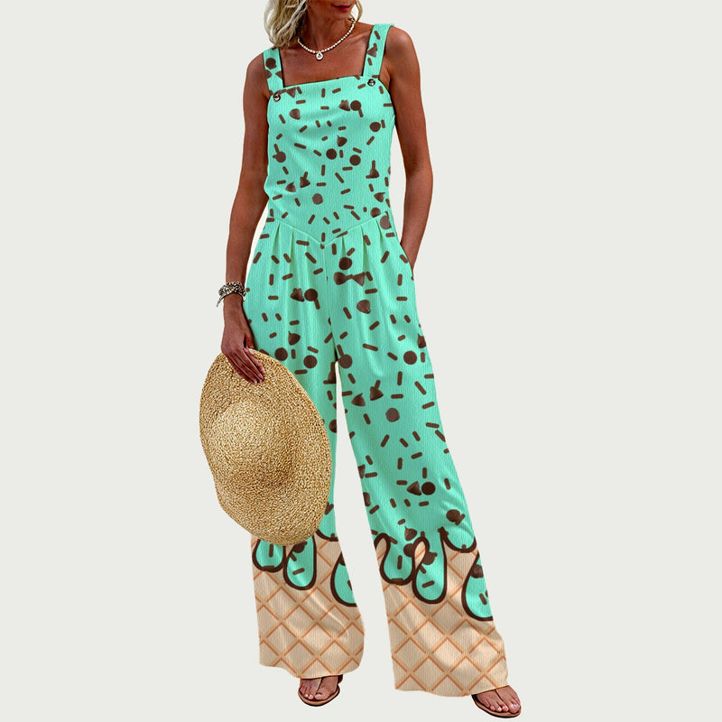 Mint Chip Ice Cream Women's Wide-Leg Jumpsuit