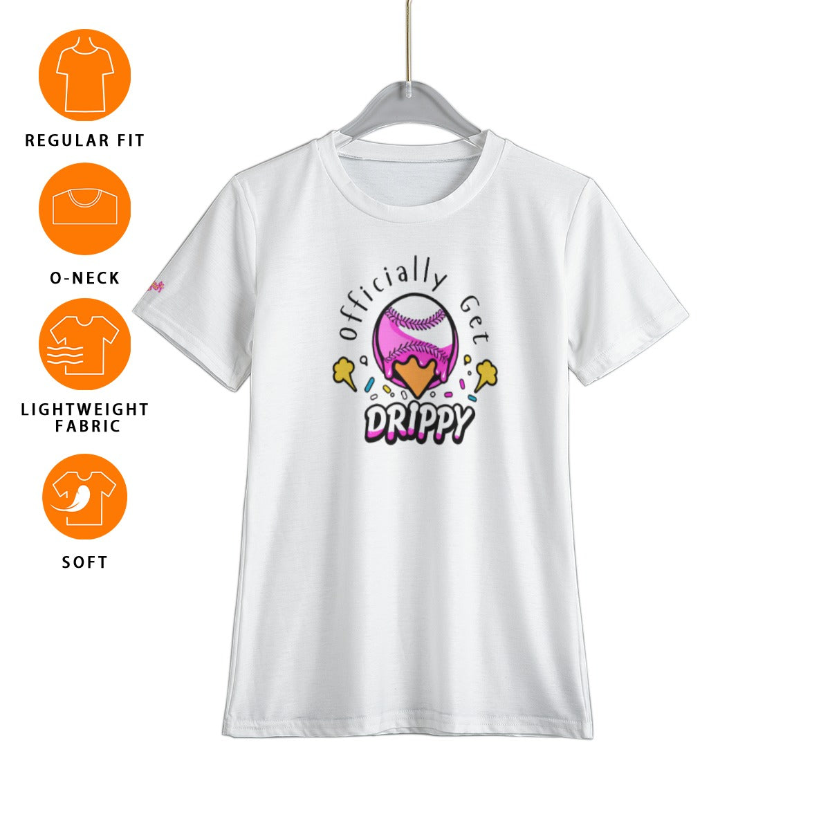 Pink Ice Cream Softball T-Shirt + Tops (All Sizes)
