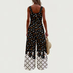 Black and Orange Women's Wide-Leg Jumpsuit