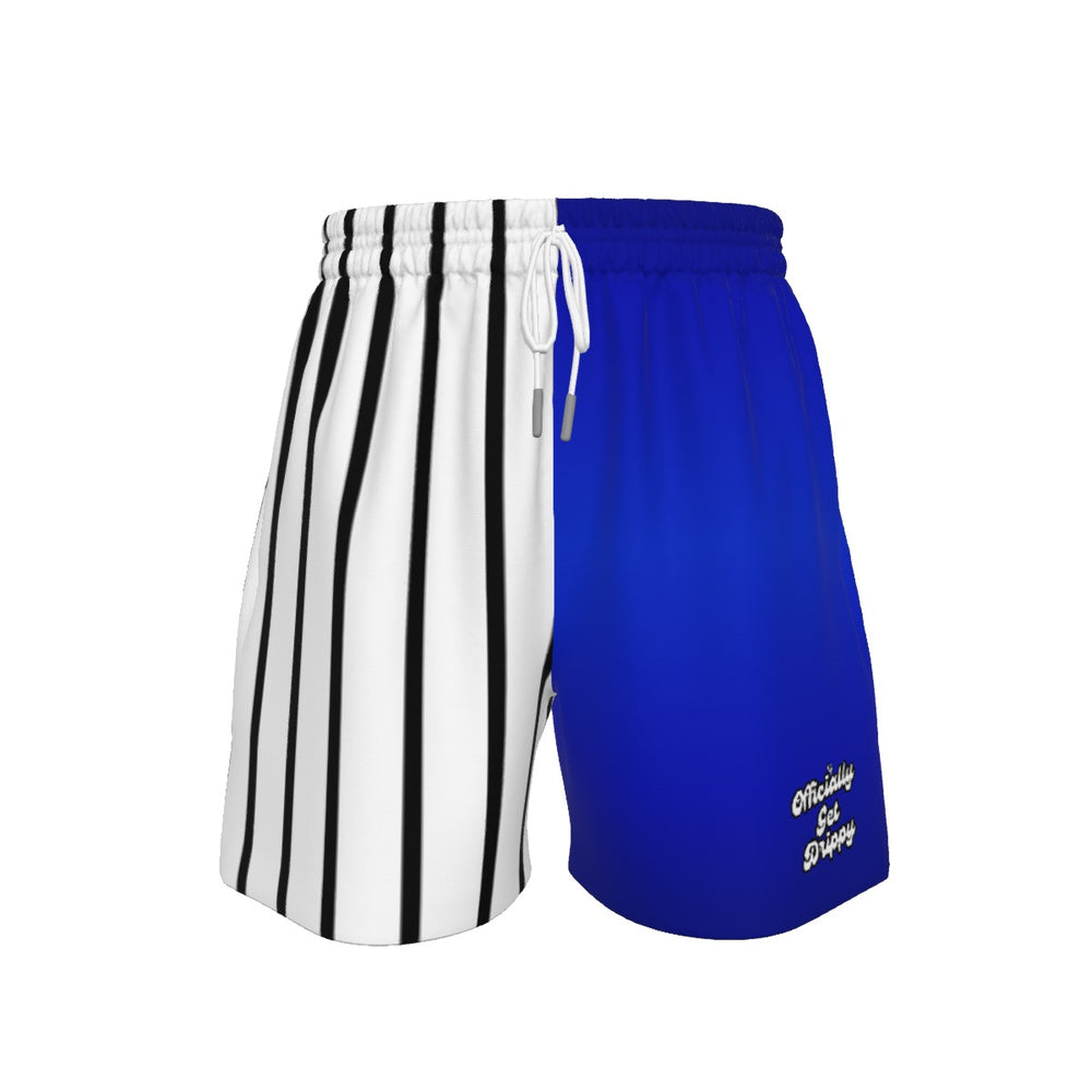 Color Block Black Pinstripe and Blue Sport Shorts (All Sizes)