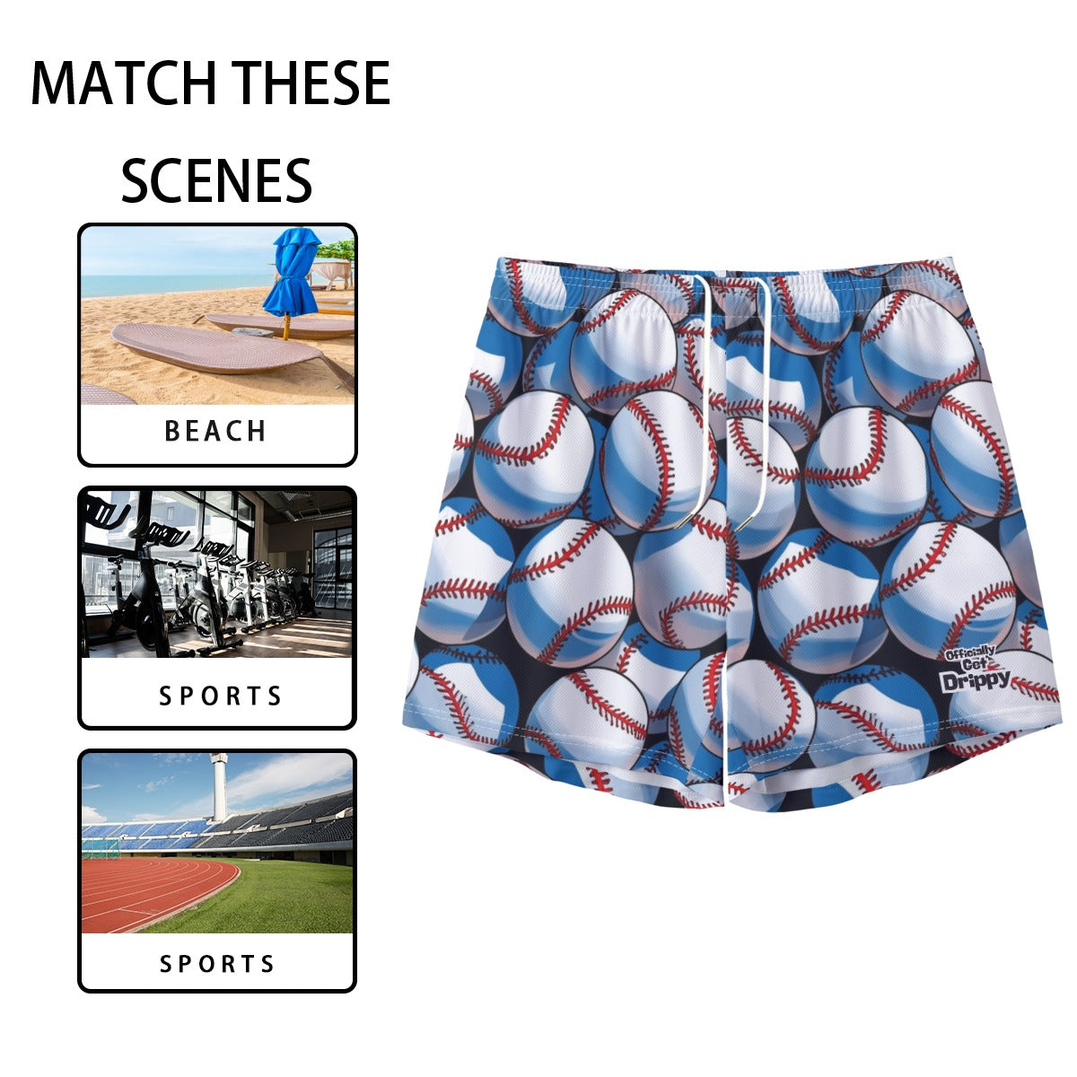 Cartoon Graphic Baseball Sport Shorts (All Sizes)