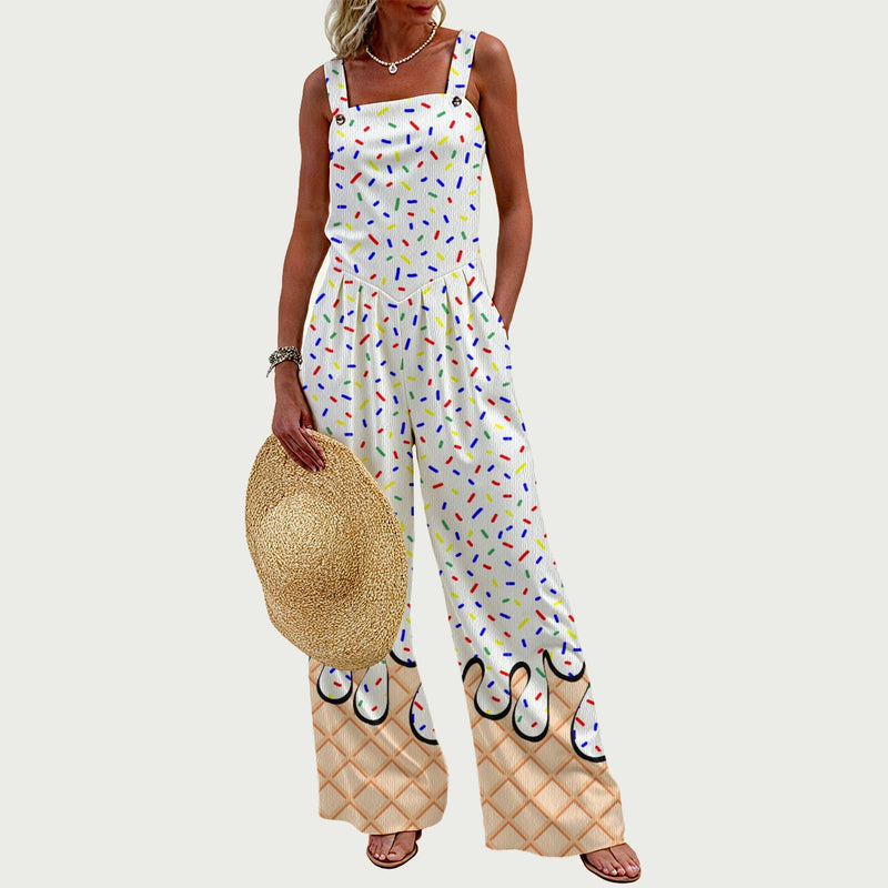 Birthday Cake Ice Cream Women's Wide-Leg Jumpsuit