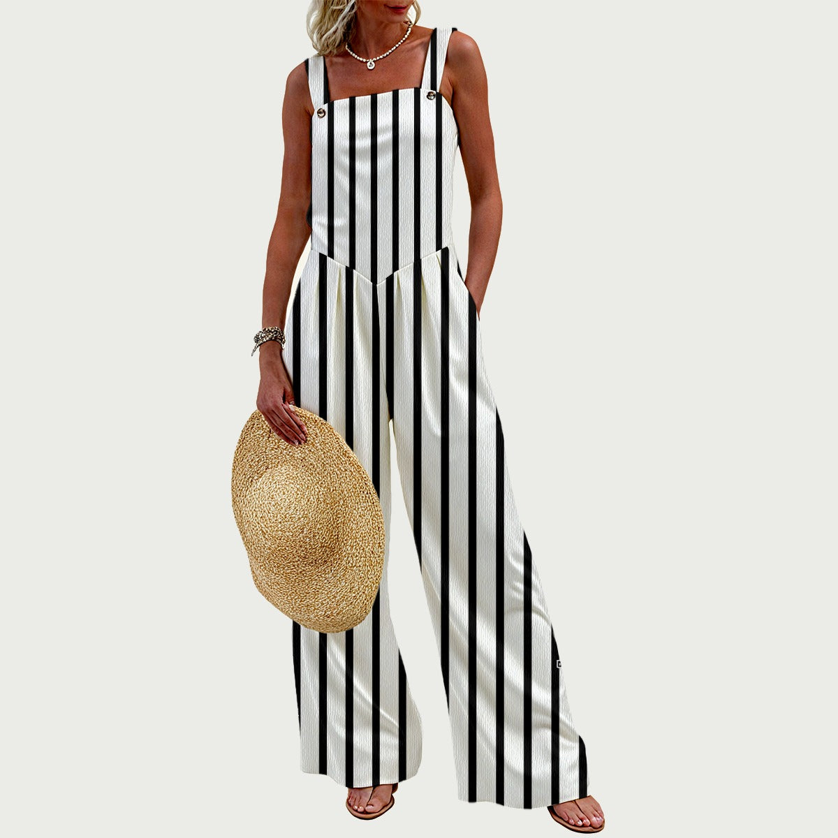 Pin Stripe Women's Wide-Leg Jumpsuit