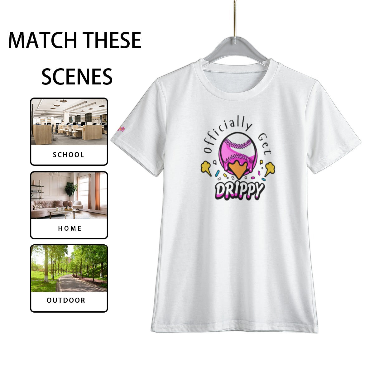 Pink Ice Cream Softball T-Shirt + Tops (All Sizes)