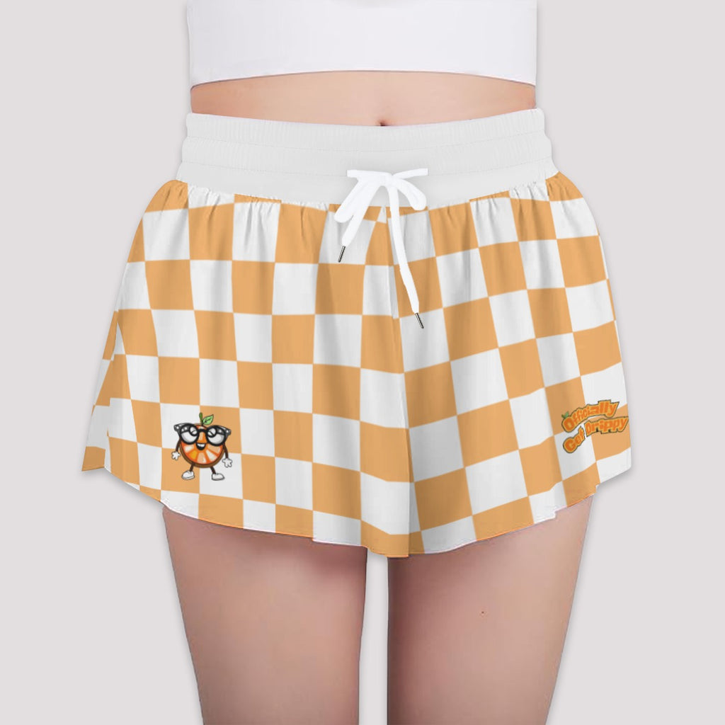 Orange Checkered Sports Shorts (All Sizes)