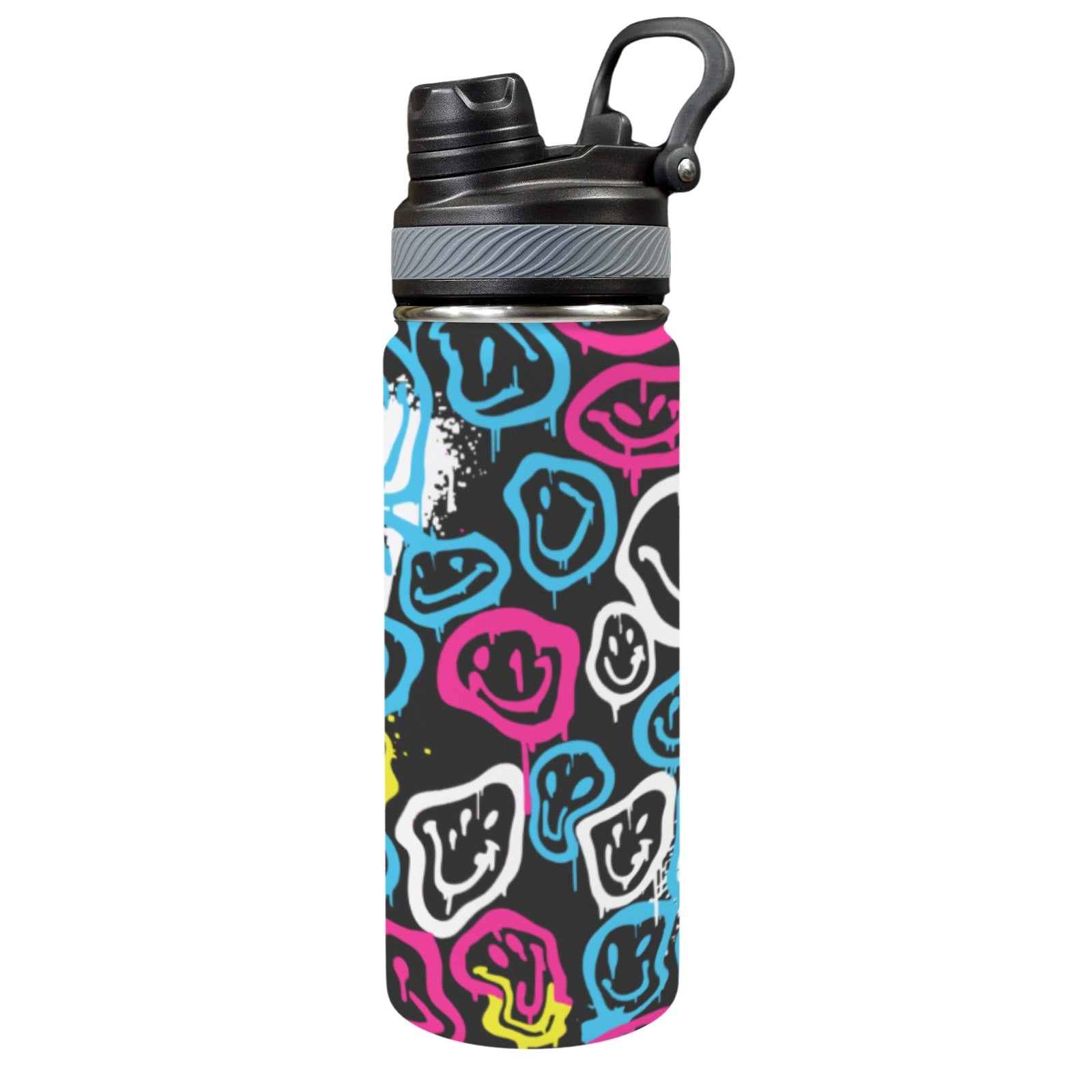 Smiley Slugger Insulated Water Bottle with Dual-Use Lid (18oz)