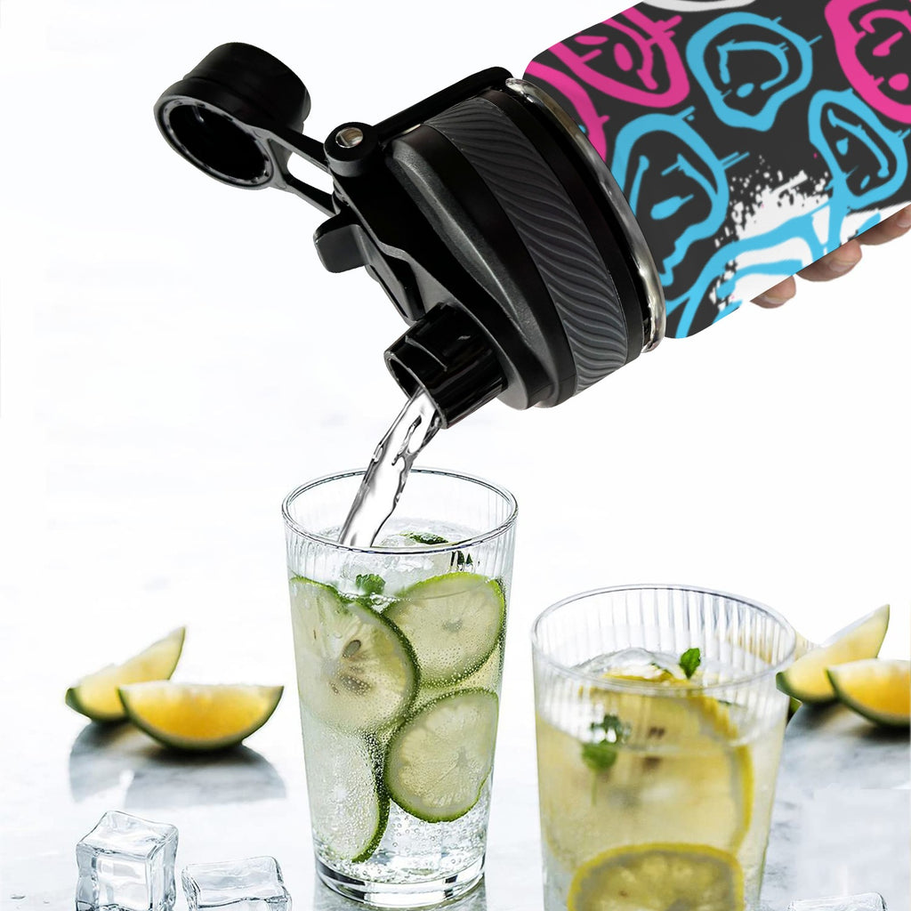 Smiley Slugger Insulated Water Bottle with Dual-Use Lid (18oz)