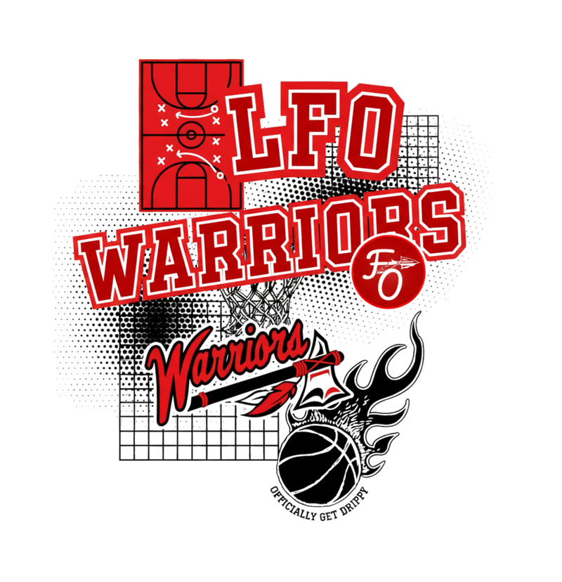 Warriors logo with red and black design on a white background