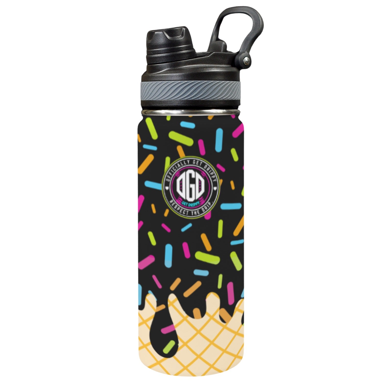 Midnight Sundae Insulated Water Bottle with Dual-Use Lid (18oz)