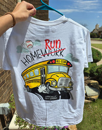 Homeruns Bus Gray Double Sided T-Shirt + Tops (All Sizes)