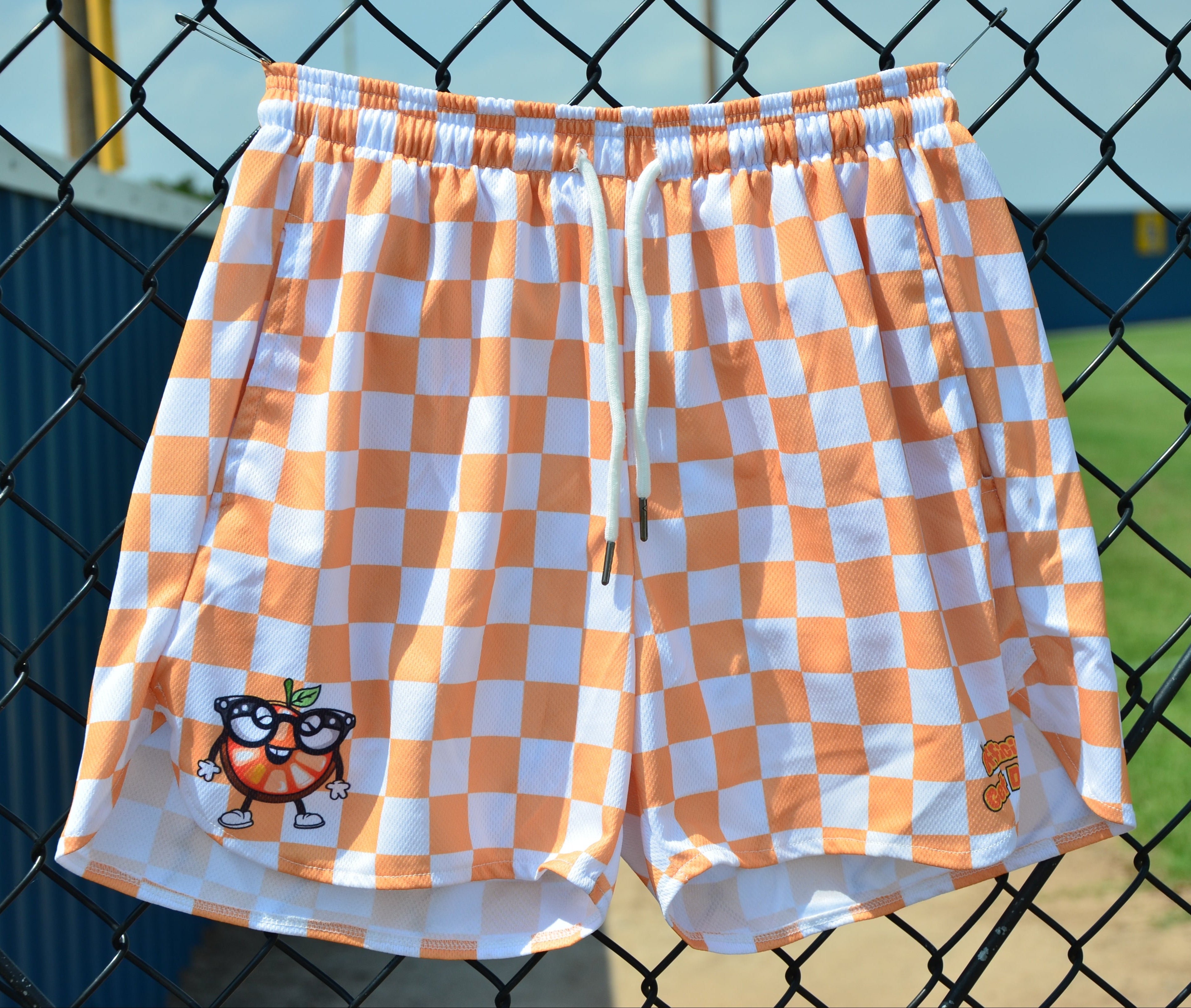 Orange Checkered Sports Shorts (All Sizes)