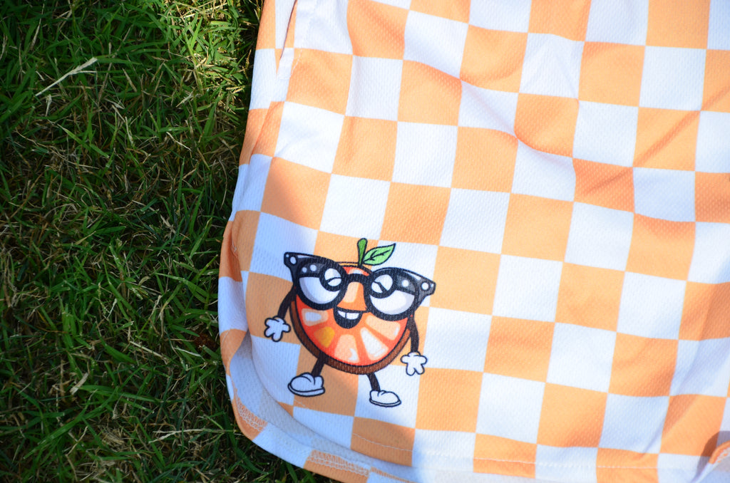 Orange Checkered Sports Shorts (All Sizes)