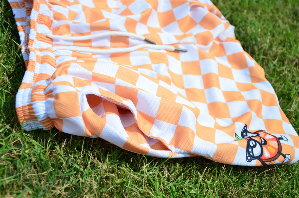 Orange Checkered Sports Shorts (All Sizes)